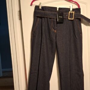 Chic Denim Wide-Leg Pants with Belt